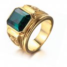 Men's Stainless Steel Mens Ring Red Synthetic Gold Color Wedding Band Rings
