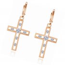 Stainless Steel Cross Dangle Hinged Hoop Earrings Piercing