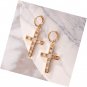 Stainless Steel Cross Dangle Hinged Hoop Earrings Piercing