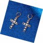Stainless Steel Cross Dangle Hinged Hoop Earrings Piercing