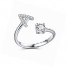 925 Sterling Silver Cubic Zirconia Initial Letters A Alphabet Open Ring