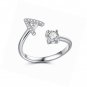 925 Sterling Silver Cubic Zirconia Initial Letters A Alphabet Open Ring