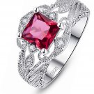 925 Silver Princess Cut Cubic Zircon Wedding Band Engagement Ring