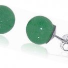 8mm Ball Green Gemstone Post back Sterling Silver Stud Earrings