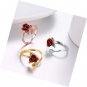 Cute Red Rose Flower Bracelet Open Ring 18K Gold Plated Rosa