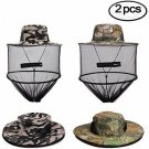 2 Pack Mosquito Head Net Hat, Sun Hat Bucket Hat With Hidden Net Mesh Or