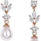 SWEETV Teardrop Pearl Earrings For Women,Bridesmaids,Brides -Rose Gold Dangle