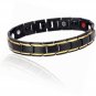 Men's Quad-Element Black Stainless Steel Magnetic Bracelet with Gold Accents