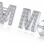 925 Sterling Silver Initial Letter Earrings Alphabet M Hypoallergenic Zirconia