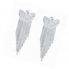 Chain Tassel Silver Tone Crystal Drop Earrings