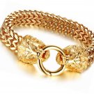 Gothic Gold Plated Stainless Steel Double  Franco Link Curb Chain Bracelets 8.8"