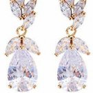Women's Cubic Zirconia Bridal Earring - Elegant Gold Plated Teardrop Cluster CZ
