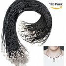 100 Pack 2mm Black Necklace Cord Bulk With Clasp For DIY Necklace 18