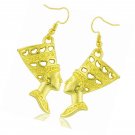Statement Women's Nefertiti Gold Dangle Earrings Egyptian Queen Accessories