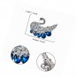 Women's Austrian Crystal Wedding Charming Swan Brooch Blue Silver-Tone