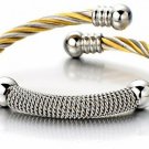COOLSTEELANDBEYOND Stainless Steel Twisted Cable Cuff Bangle Bracelet For Mens