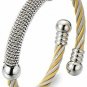 COOLSTEELANDBEYOND Stainless Steel Twisted Cable Cuff Bangle Bracelet For Mens