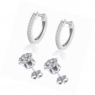 925 Sterling Silver Post Huggy and Cubic Zirconia stud set 14K Gold Plated