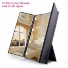 NewKingStar Tri-Fold Vanity Makeup Mirror With LED Lights, Portable Tri Folding