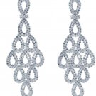 CHRAN Silver Crystal Teardrop Dangle Earrings Rhinestone Chandelier Bridal Long