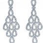 CHRAN Silver Crystal Teardrop Dangle Earrings Rhinestone Chandelier Bridal Long