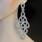 CHRAN Silver Crystal Teardrop Dangle Earrings Rhinestone Chandelier Bridal Long