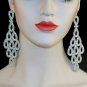 CHRAN Silver Crystal Teardrop Dangle Earrings Rhinestone Chandelier Bridal Long