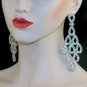 CHRAN Silver Crystal Teardrop Dangle Earrings Rhinestone Chandelier Bridal Long