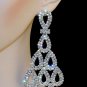 CHRAN Silver Crystal Teardrop Dangle Earrings Rhinestone Chandelier Bridal Long