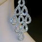 CHRAN Silver Crystal Teardrop Dangle Earrings Rhinestone Chandelier Bridal Long