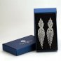 CHRAN Silver Rhinestone Long Tassels Dangle Chandelier Earrings Jewelry Size