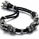 COOLSTEELANDBEYOND Stainless Steel Mens Dragon Bracelet Interwoven With Black