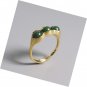 S925 Sterling Silver Ring Creative Pea Natural Aventurine Stone Adjustable