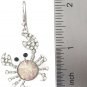 Crab Iridescent Foil Rhinestone Silver Tone Dangle Earrings (Pink)