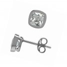 5 mm Cushion Shape White Cubic Zirconia 925 Sterling Silver Stud Earrings