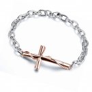 Cross Zircon Inlay Charm Bracelets Rose Gold Black Plated Link Chain Gift
