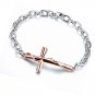 Cross Zircon Inlay Charm Bracelets Rose Gold Black Plated Link Chain Gift