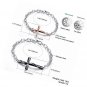 Cross Zircon Inlay Charm Bracelets Rose Gold Black Plated Link Chain Gift