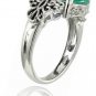 Sterling Silver Simulated Green Jade Oxidized Bali Inspired Filigree Oval Ring