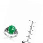 Sterling Silver Simulated Green Jade Oxidized Bali Inspired Filigree Oval Ring