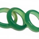 3pcs Natural Agate Green Jade Gemstone Band Ring