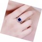 Princess Cut Simulated Sapphire CZ Halo Engagement Silver Ring for Women 925