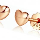 14K Rose Gold Plated Cubic Zirconia Heart Earrings 925 Sterling Silver Love