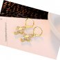 18K Gold Plated Shining Cubic Zirconia Cross Charm Long Hoop Drop Earrings