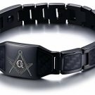 Mealguet Jewelry Stainless Steel Black Carbon Fiber Enamel Masonic Freemason