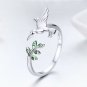Adjustable Women Ring 925 Sterling Silver Bird Tree Leaves Open Finger Rings