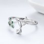Adjustable Women Ring 925 Sterling Silver Bird Tree Leaves Open Finger Rings