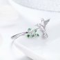 Adjustable Women Ring 925 Sterling Silver Bird Tree Leaves Open Finger Rings