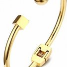 PJ Jewelry Women's Girls' Gold Plated Stainless Steel Ball Cube Ends Open Cuff