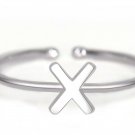 Espere Rhohdium Plated Sterling Silver 925 Stackable Initial Ring Alphabet